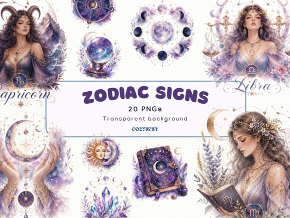 Download Zodiac Sign Watercolor Clipart Astrology - Zodiac sign Collection