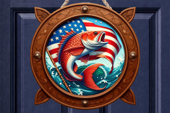 Download American Flag Patriotic Fish Door Sign - Premium Resources