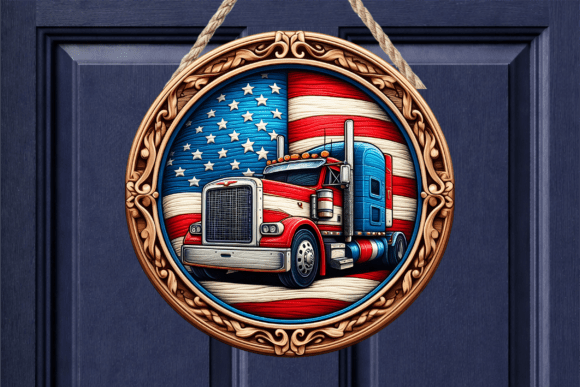 Download Patriotic Semi Truck USA Flag Door Sign - Usa flag door sign Collection