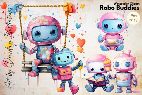 Download Robo-Buddies | Watercolor Robots Nursery - Robots Collection
