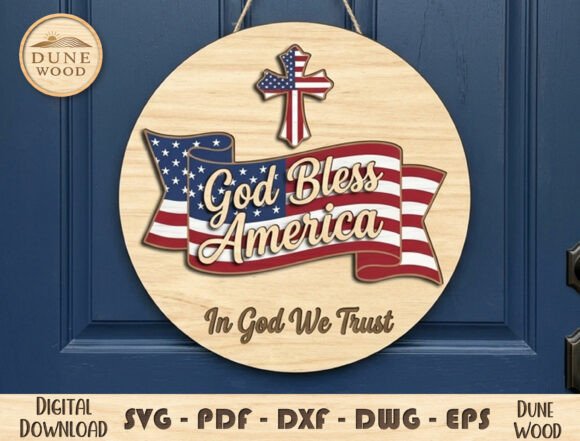 Download God Bless America Door Sign SVG - Premium Bundle